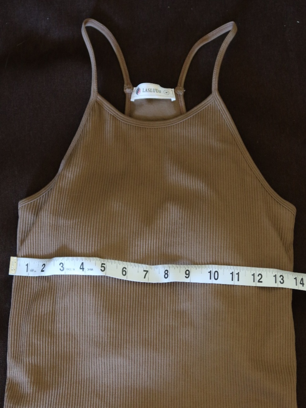 Built in Bra Brown Ribbed Racerback Tank Top - Picture 9 of 9